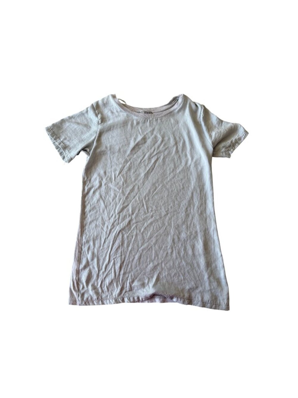 Zara Collection Women T-Shirt Beige Small Cotton Casual Slim Fit Crew Neck